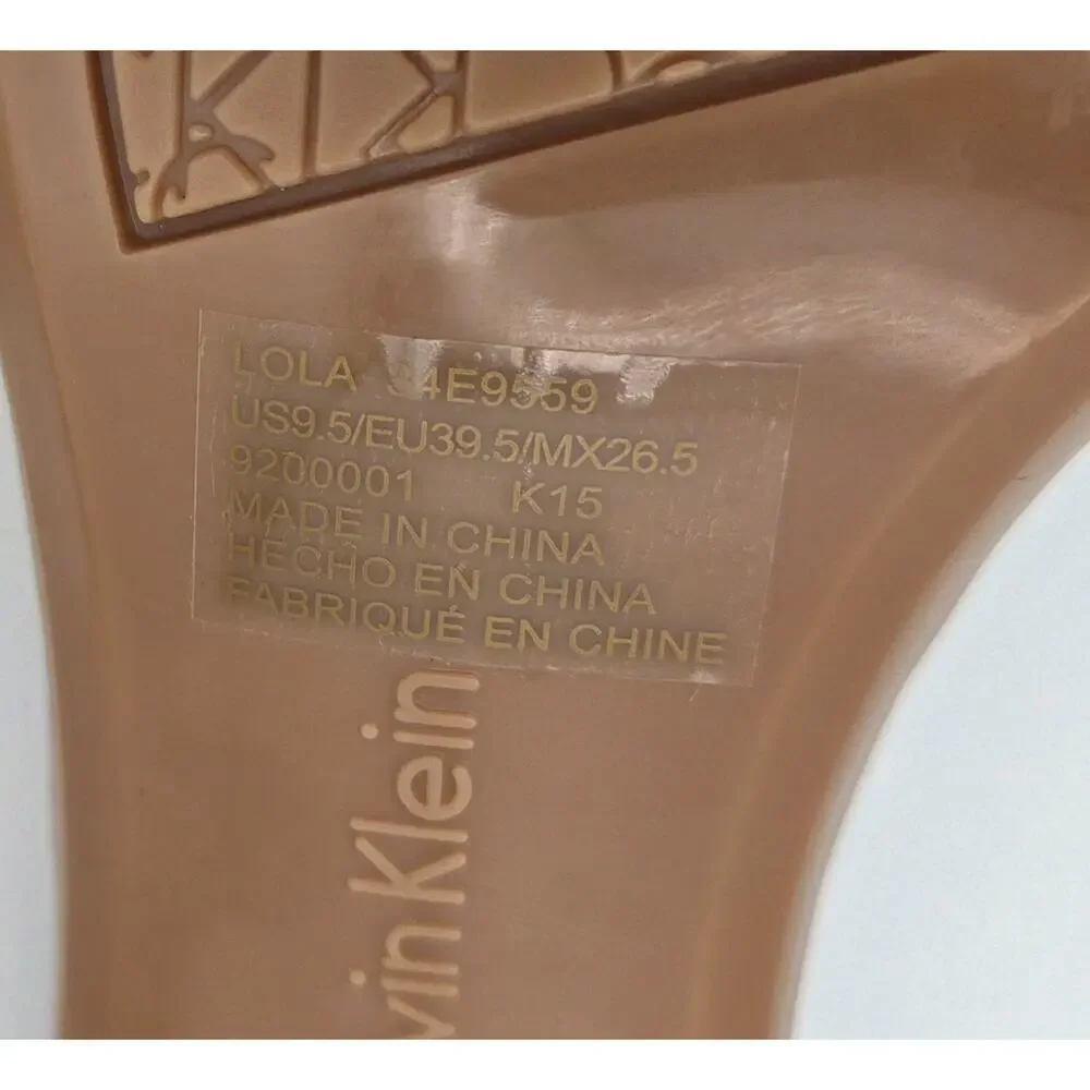 NEW IN BOX Calvin Klein Lola T-Strap Heels Nude Beige Strappy Sandal 9.5 NIB